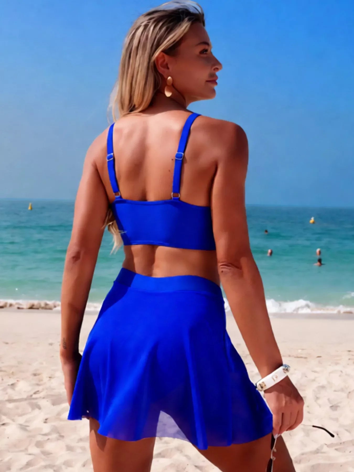 Two Piece Twist Front Cami And Skort Swim Set - Southern Shores Clothing