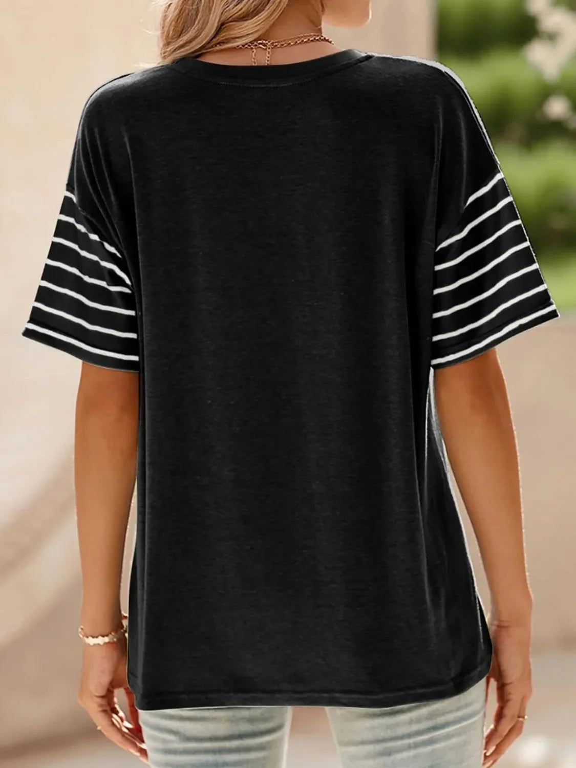 Block Striped Sleeve T Shirt With Lightweight Fabric - Southern Shores Clothing