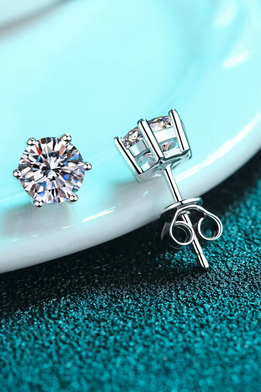 Sterling Silver Moissanite Stud Earrings Everyday Wear