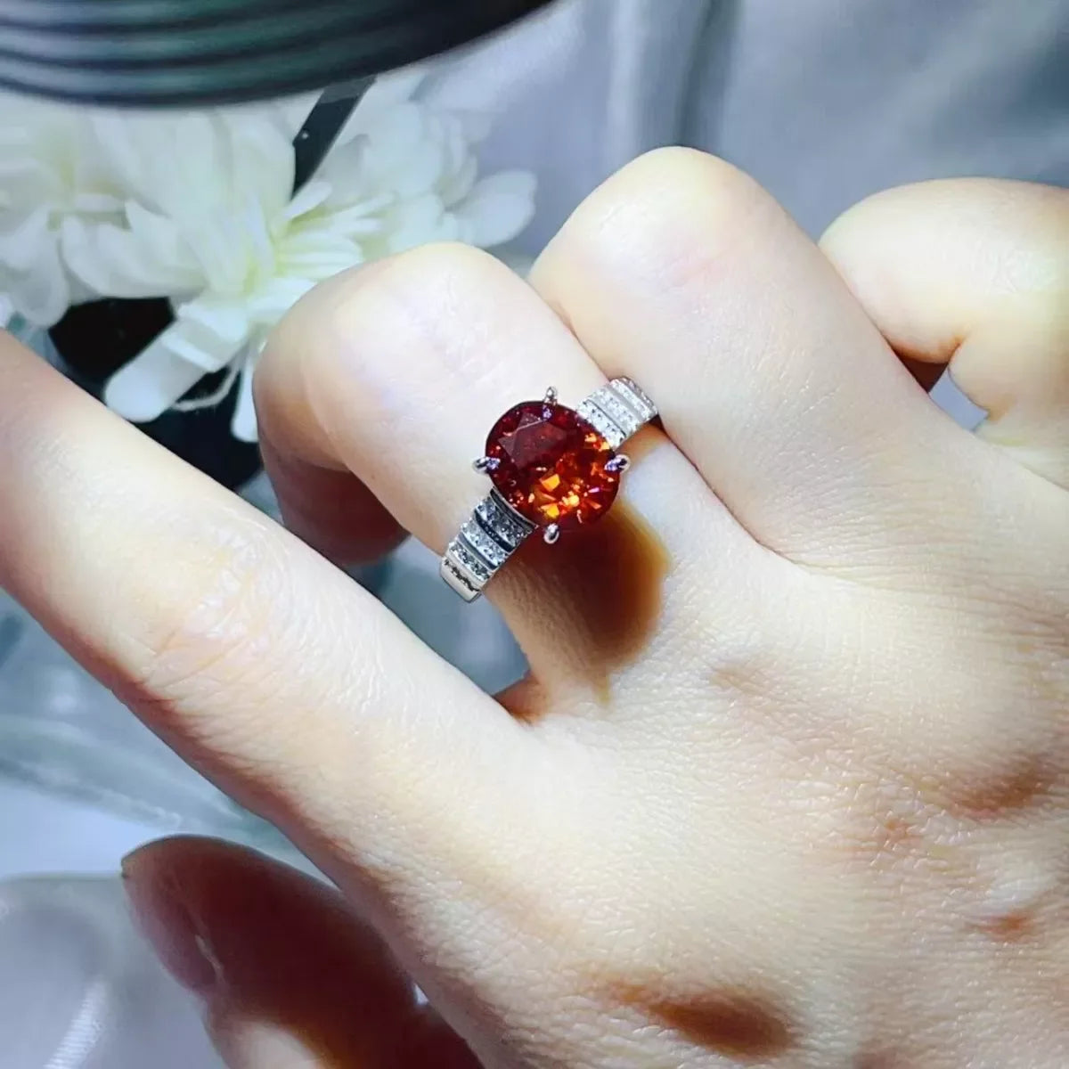 Oval Moissanite Ring In 925 Sterling Silver With Prong Setting - Southern Shores Clothing