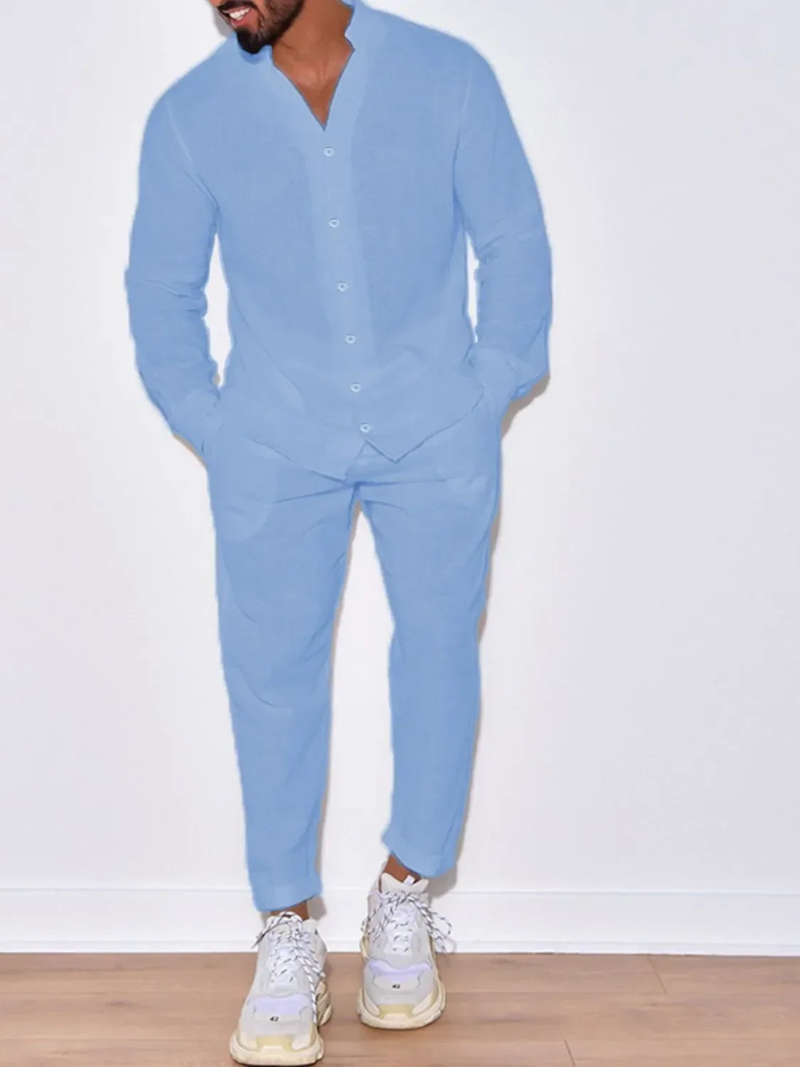 Men's Button Up Long Sleeve Top and Pants Set - Southern Shores Clothing