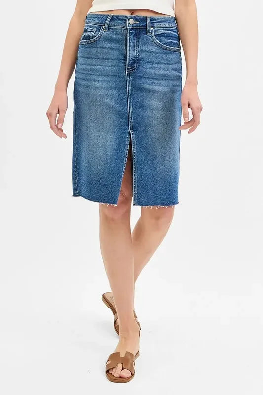 Plus Size High Rise Front Slit Pencil Skirt - Southern Shores Clothing