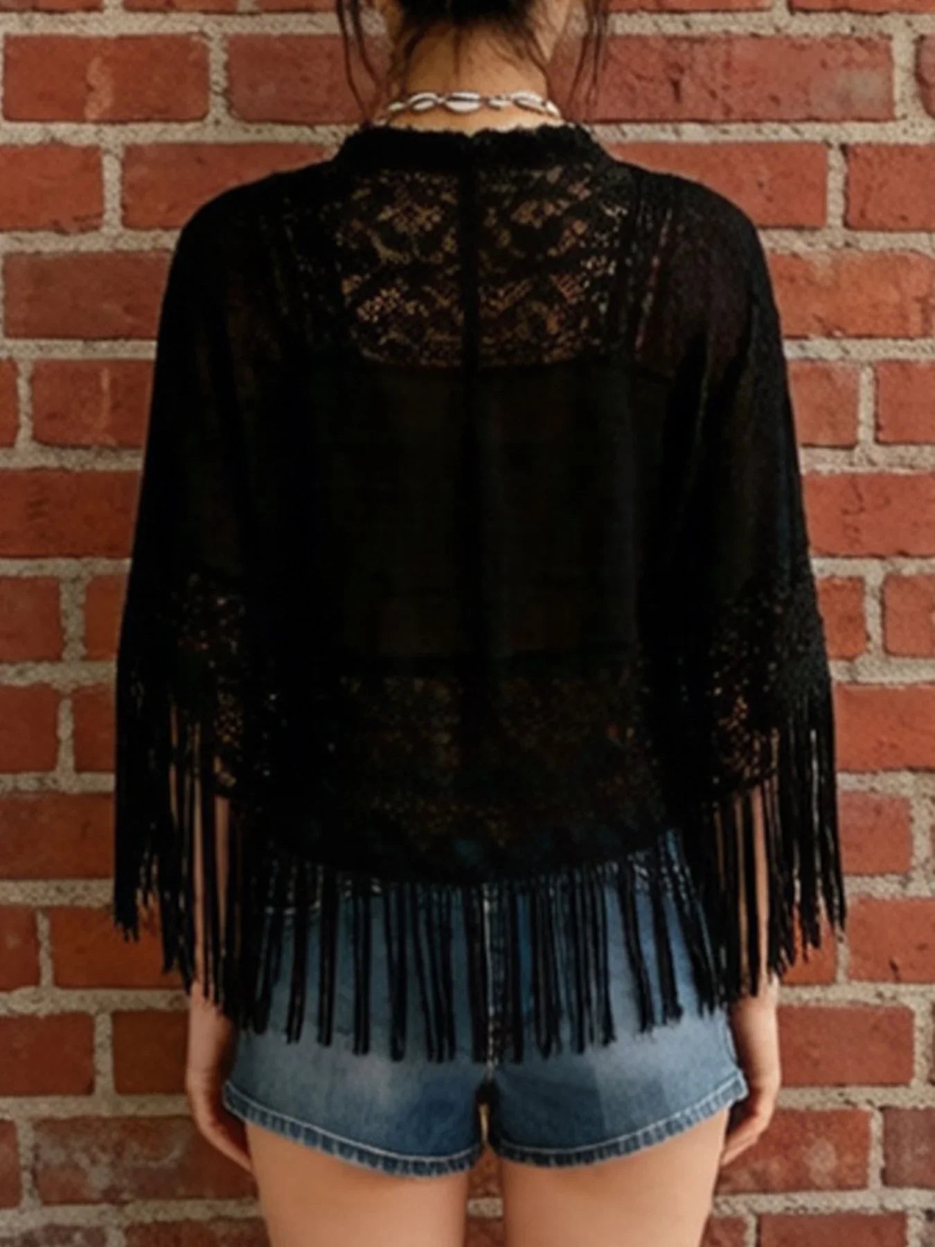 Lace Fringe Sheer Cover Up With Fringed Hem For Swimwear - Southern Shores Clothing