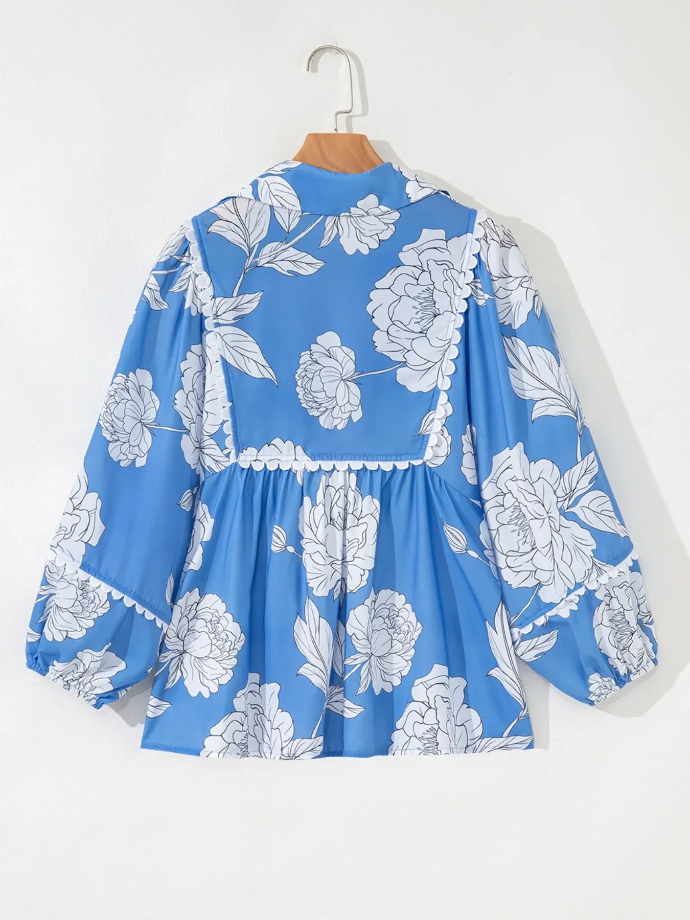 Southern Shores Clothing Floral Print Buttoned Relaxed Babydoll Blouse In 100 Percent Polyester - Southern Shores Clothing