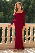 Square Neck Long Sleeve Maxi Dress for Coastal Wardrobe - Southern Shores Clothing