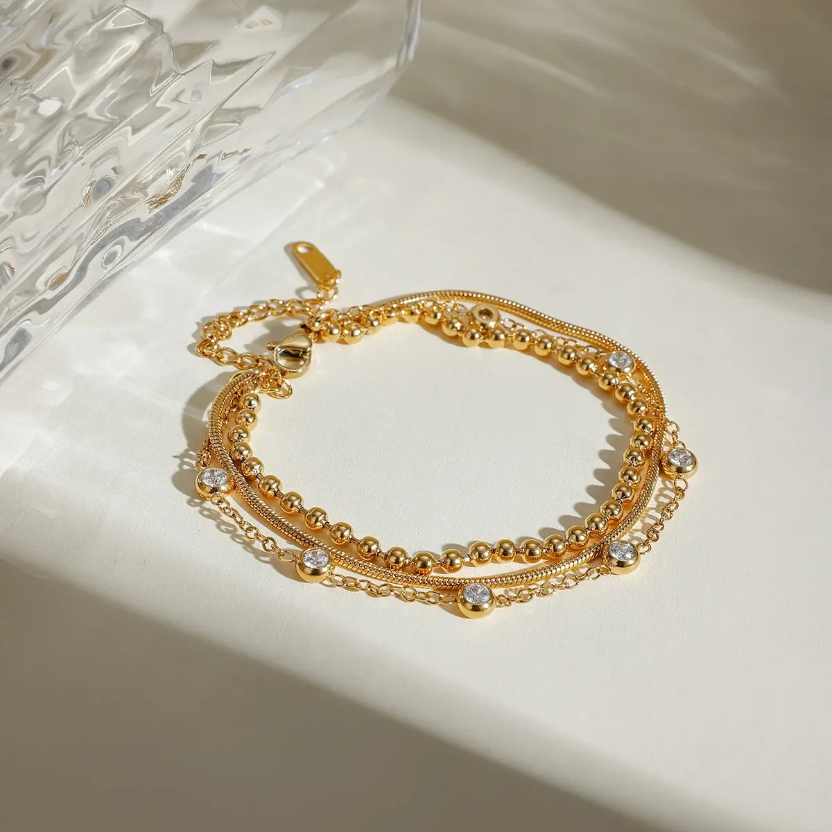 18K Gold-Plated Adjustable Layered Zircon Bracelet - Southern Shores Clothing
