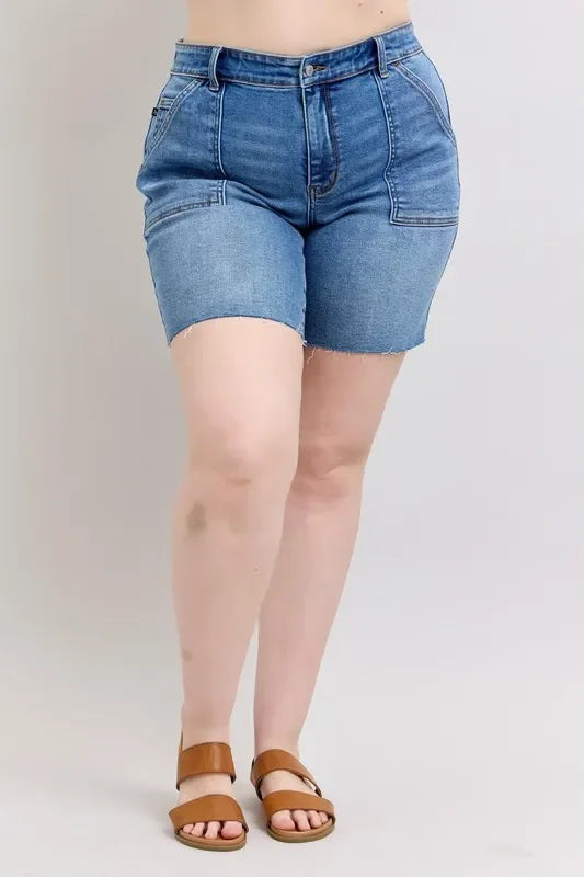 Plus Size Mid Rise Bermuda Shorts With Back Flap Pockets - Southern Shores Clothing