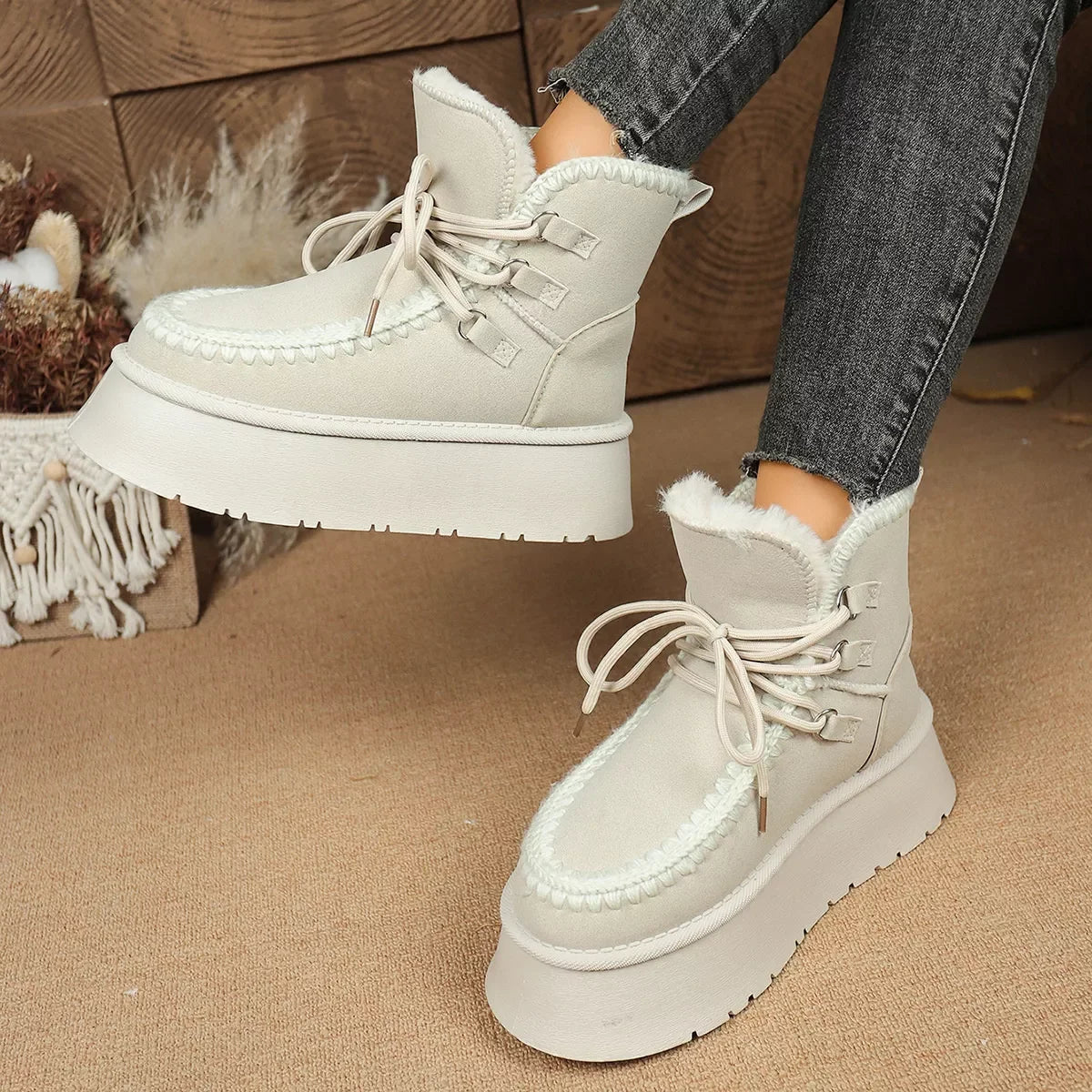 Suede Lace Up Platform Ankle Boots Classic - Southern Shores Clothing