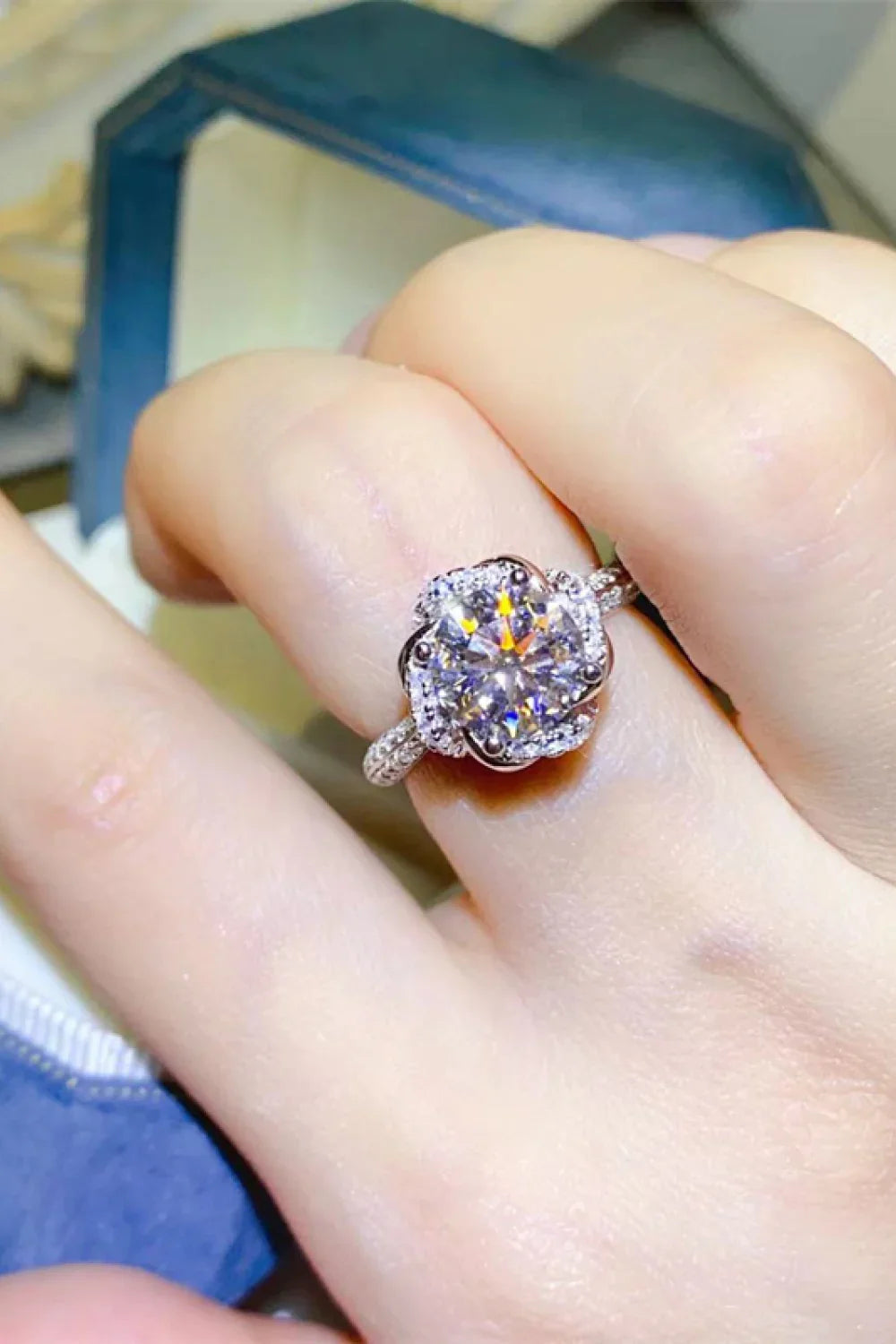 Two Carat Moissanite Sterling Silver Ring