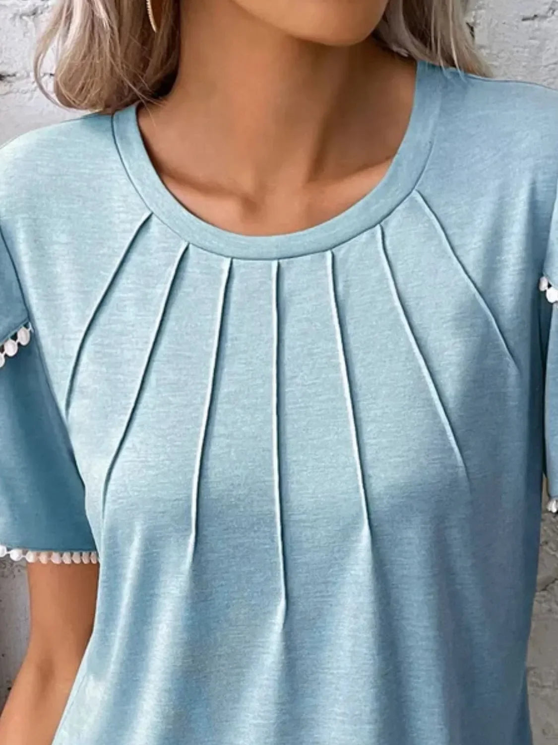 Round Neck Petal Sleeve Blouse Plus Size - Southern Shores Clothing