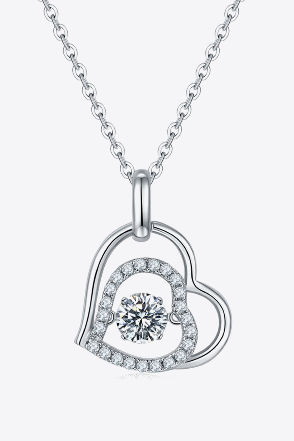 Southern Shores Moissanite Heart Pendant Necklace in Sterling Silver
