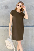 Round Neck Short Sleeve Dress With Pockets - Southern Shores Clothing