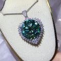 20 Carat Moissanite Sterling Silver Halo Pendant Necklace - Southern Shores Clothing
