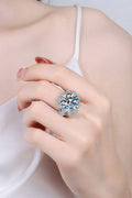 Moissanite Flower Ring in Sterling Silver - Southern Shores Clothing
