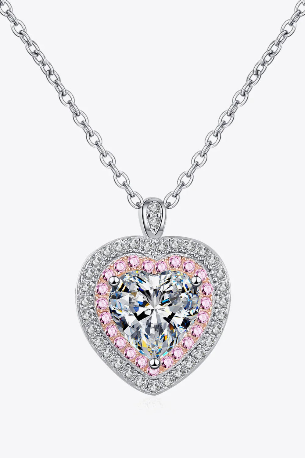 Sterling Silver 1 Carat Moissanite Heart Pendant Necklace - Southern Shores Clothing