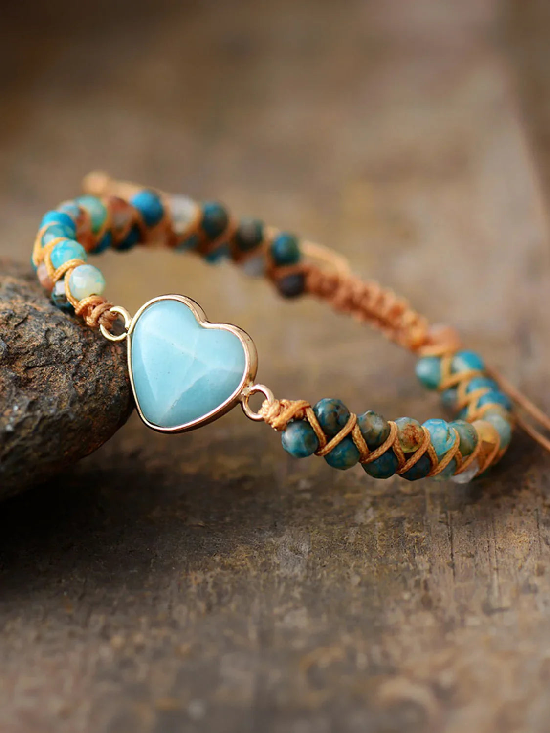 Heart Shaped Imperial Jasper Beaded Bracelet Coastal Style - Southern Shores Clothing