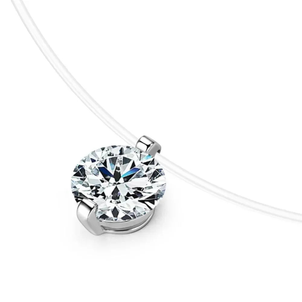 1 Carat Round Cut Moissanite Sterling Silver Necklace