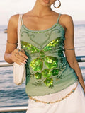 Butterfly Embellished Slim Fit Cami With Embroidery And Sequins - Southern Shores Clothing