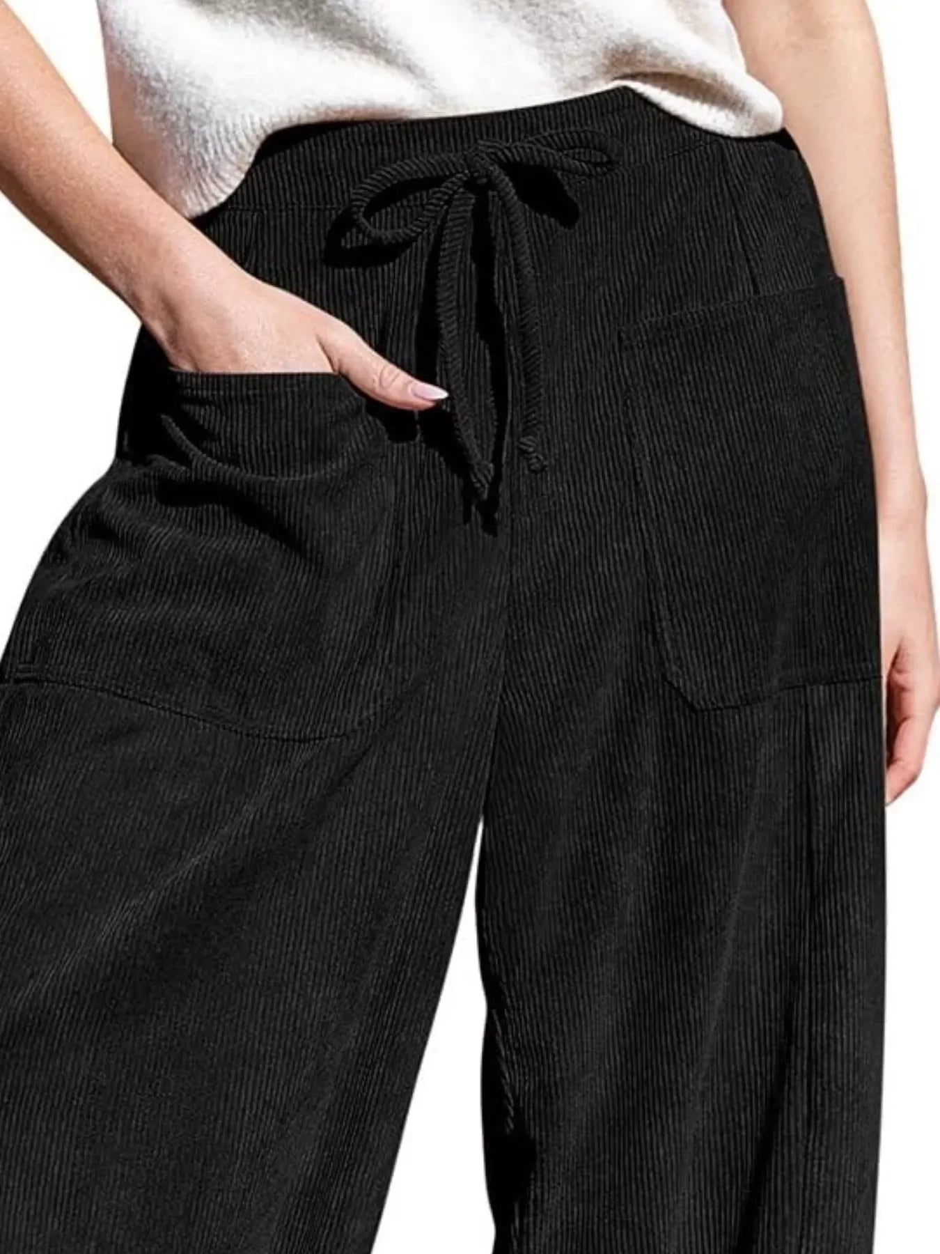 Casual Corduroy Wide Leg Pants With Pockets - Southern Shores Clothing