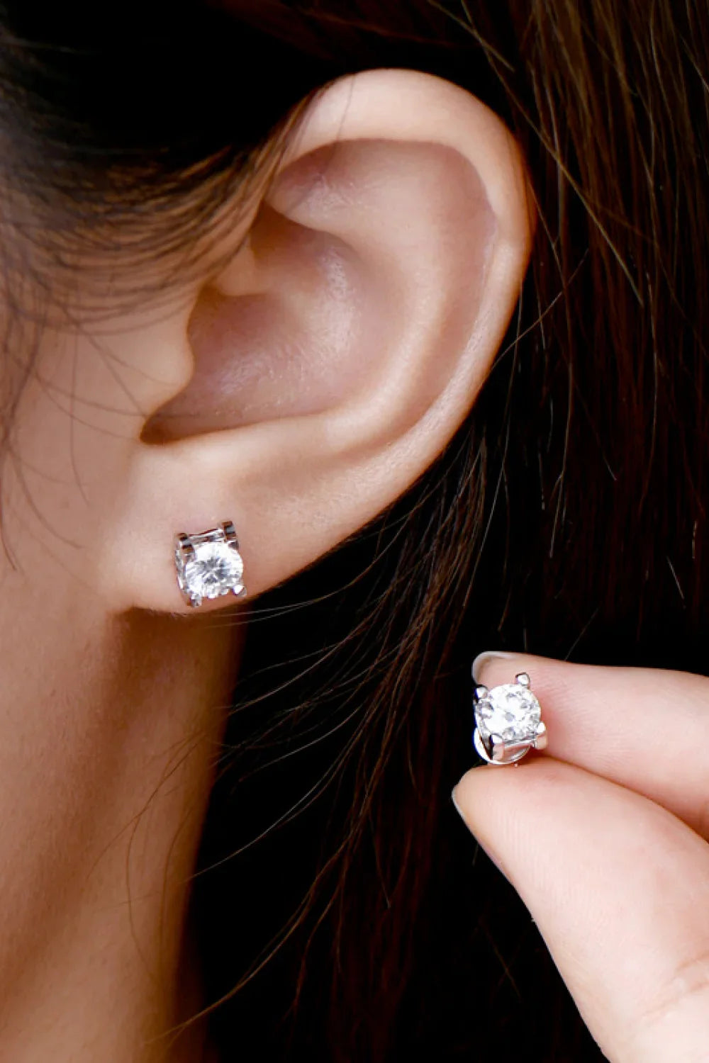 Moissanite Sterling Silver Stud Earrings Rose Gold Plating - Southern Shores Clothing