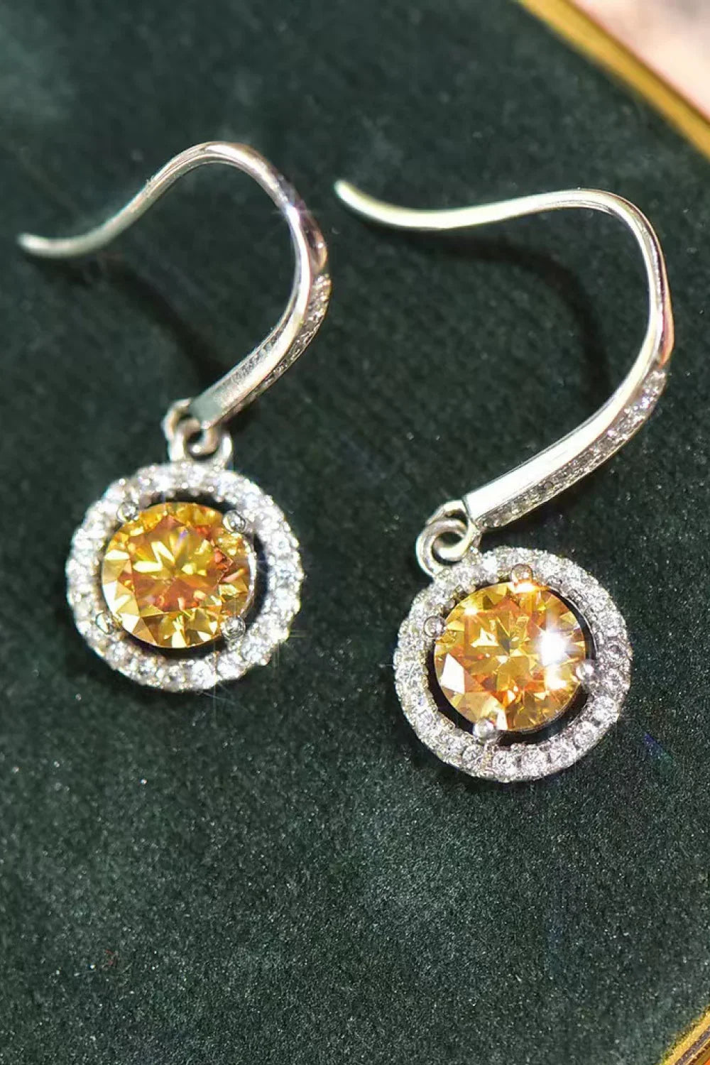 Platinum-Plated 2 Carat Moissanite Halo Earrings - Southern Shores Clothing