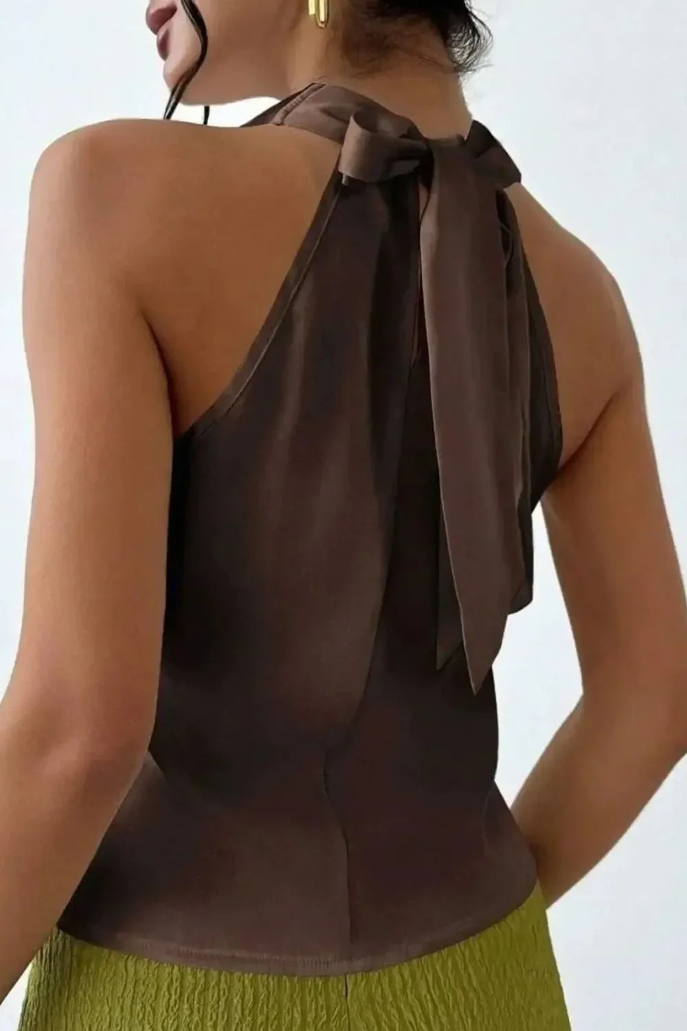 Satin Cowl Neck Sleeveless Blouse For Office - Southern Shores Clothing
