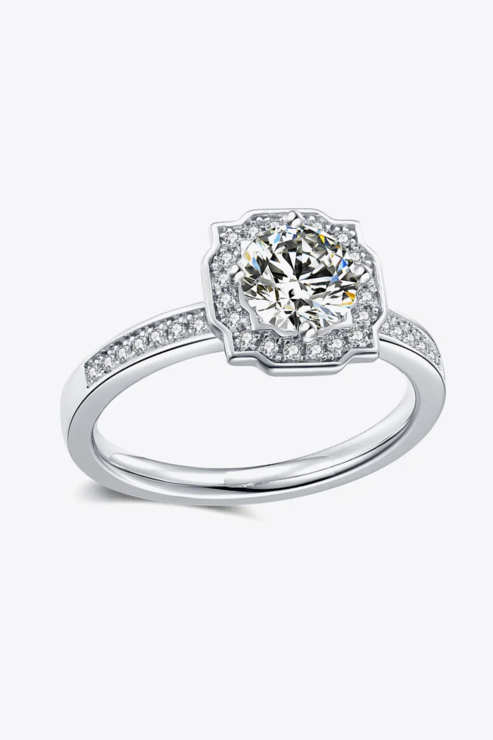 1 Carat Moissanite Platinum-Plated Ring Halo Zircons - Southern Shores Clothing