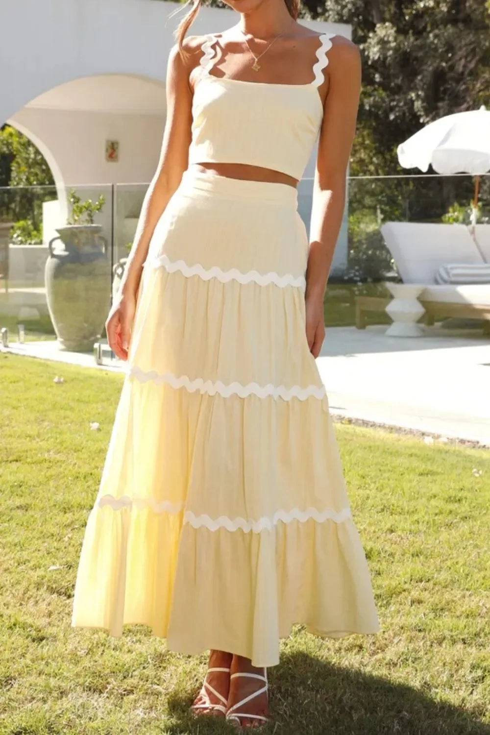 Contrast Trim Cami and Maxi Skirt Set - Southern Shores Clothing