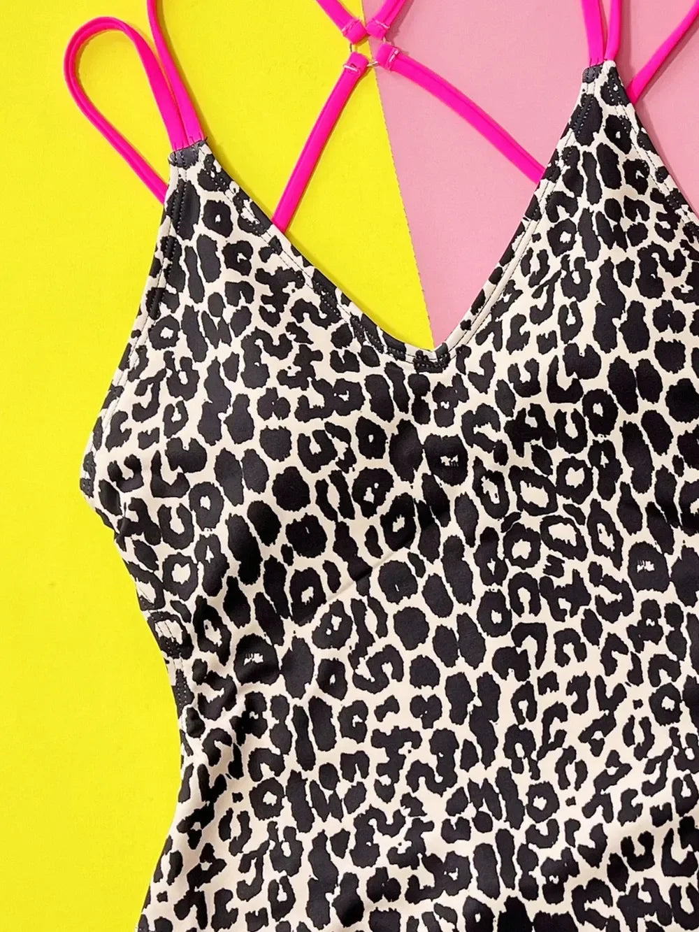 Leopard Plunge Spaghetti Strap One-Piece Swimsuit - Southern Shores Clothing