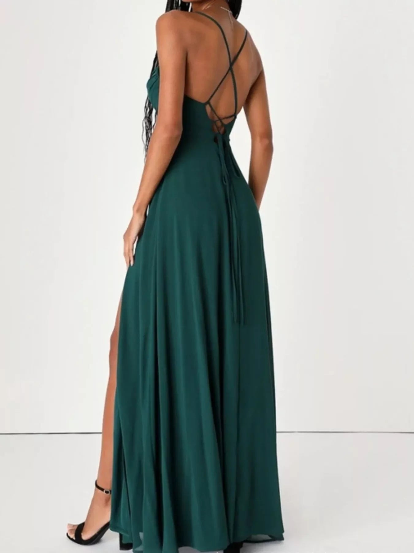 Elegant Crisscross Back Slit Maxi Dress Chic - Southern Shores Clothing