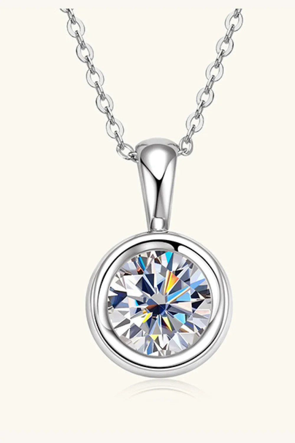 2 Carat Moissanite Necklace In Sterling Silver Chain - Southern Shores Clothing