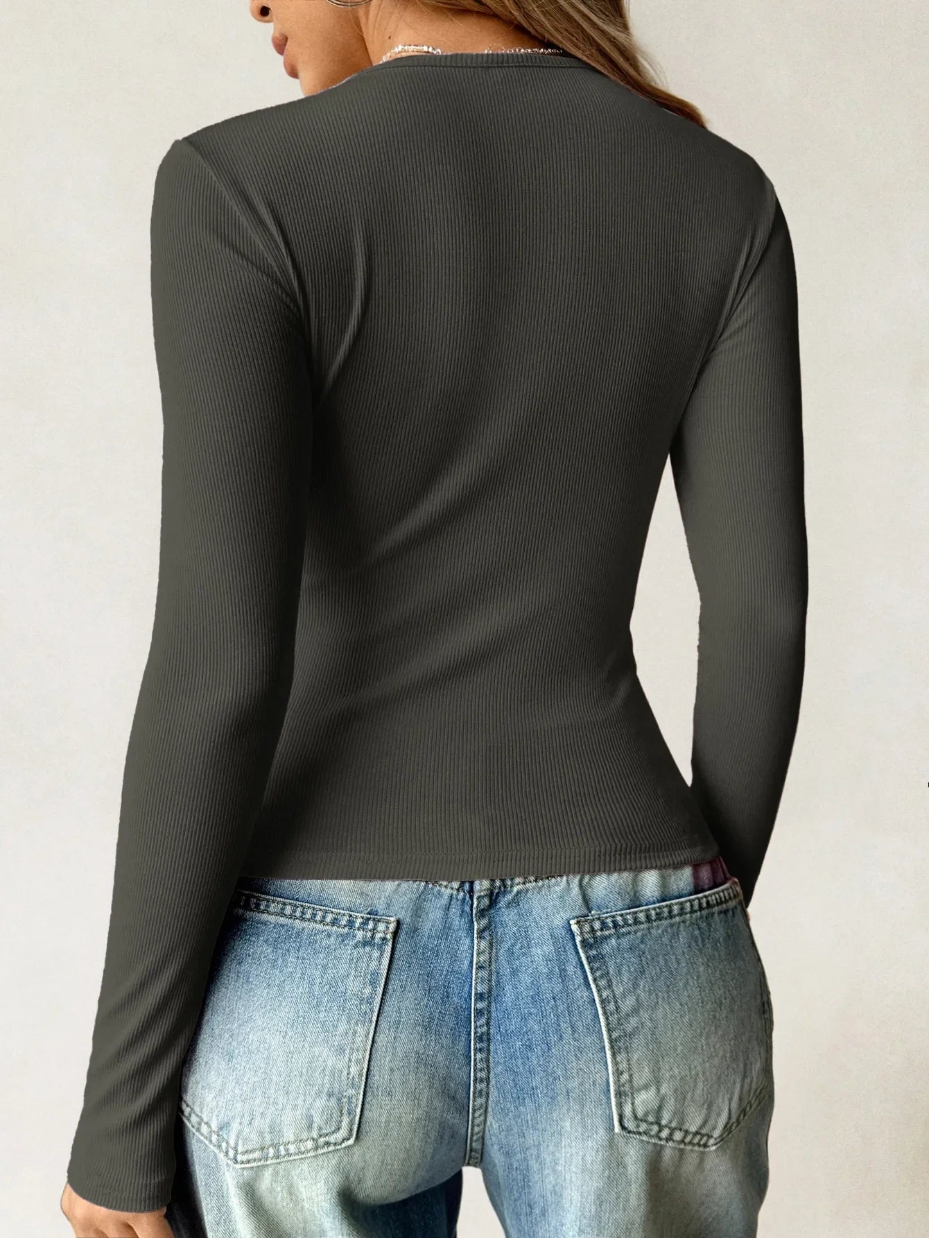 Ribbed Knit Long Sleeve T-Shirt - Southern Shores Clothing