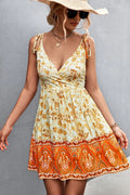 Bohemian Tie Shoulder Surplice Backless Dress - Southern Shores Clothing