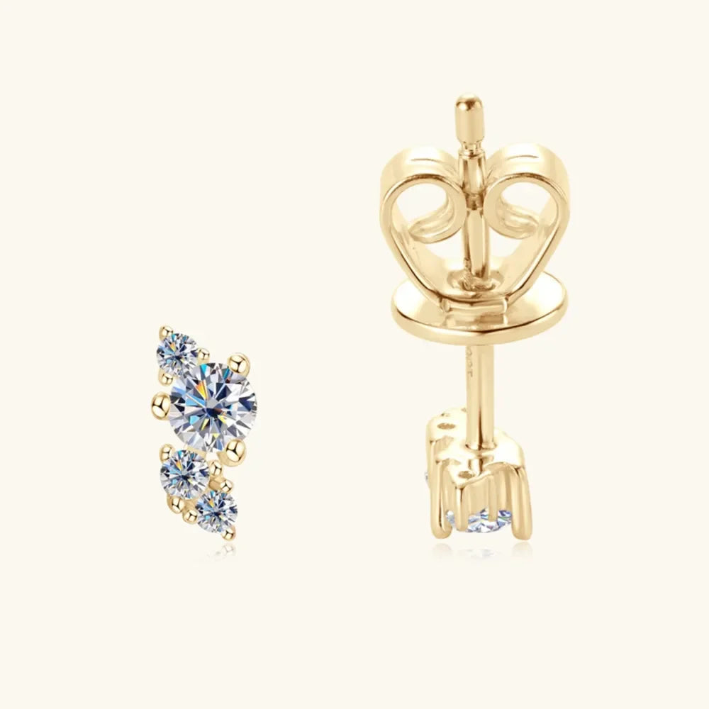 18K Gold Plated Sterling Silver Moissanite Stud Earrings - Southern Shores Clothing