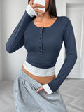 Long Sleeve Button Front Fitted T-Shirt - Southern Shores Clothing