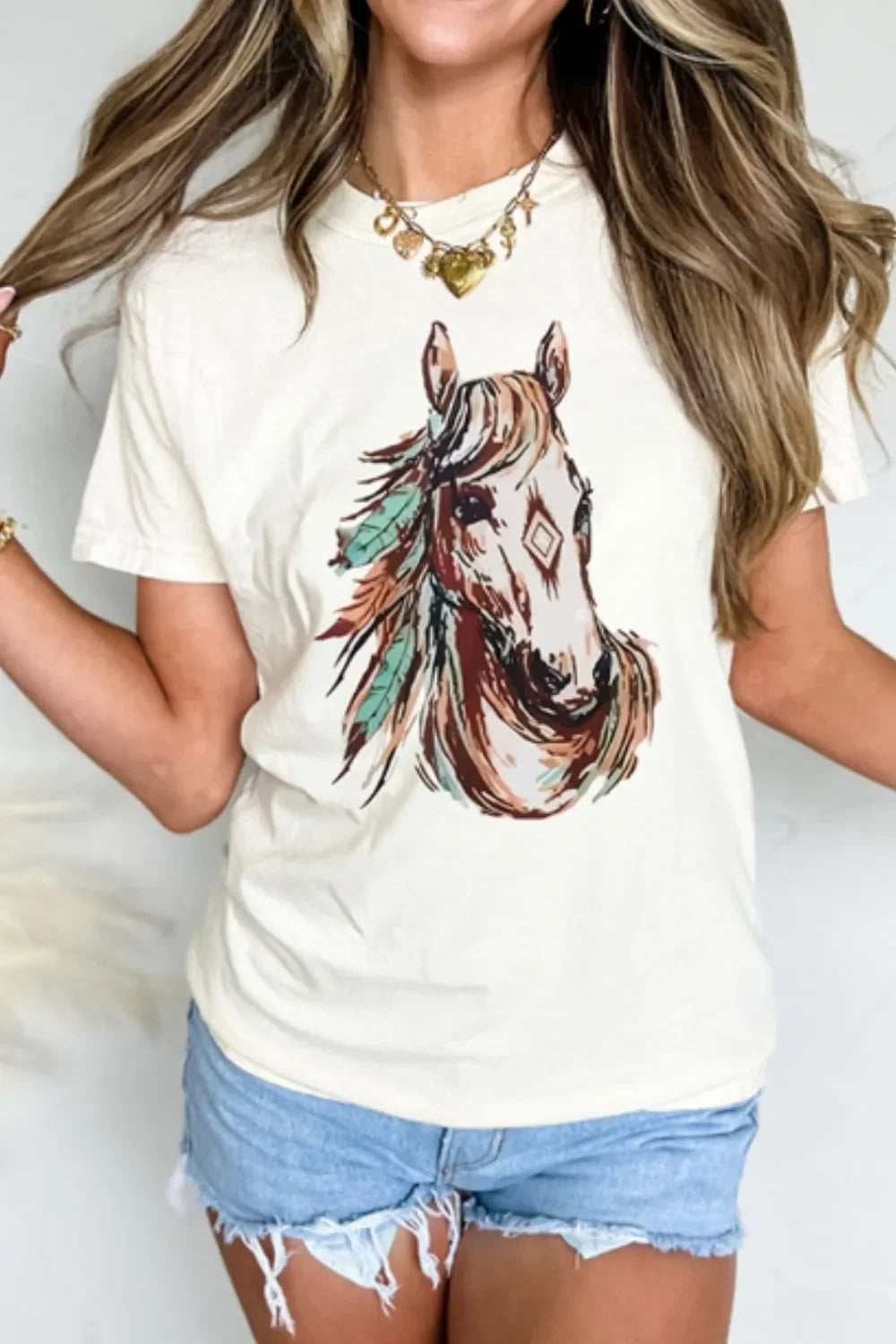 Western Aztec Horse Graphic Tee With Soft Stretch - Southern Shores Clothing