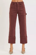 High Rise Patch Jeans Plus Size With Wide Straight Cuffed - Southern Shores Clothing