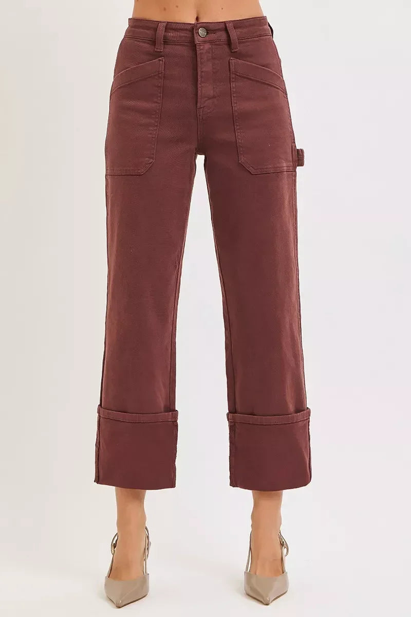 High Rise Patch Jeans Plus Size With Wide Straight Cuffed - Southern Shores Clothing