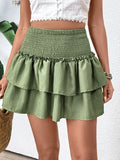 Layered Smocked Waist Mini Skirt With Adjustable Fit - Southern Shores Clothing
