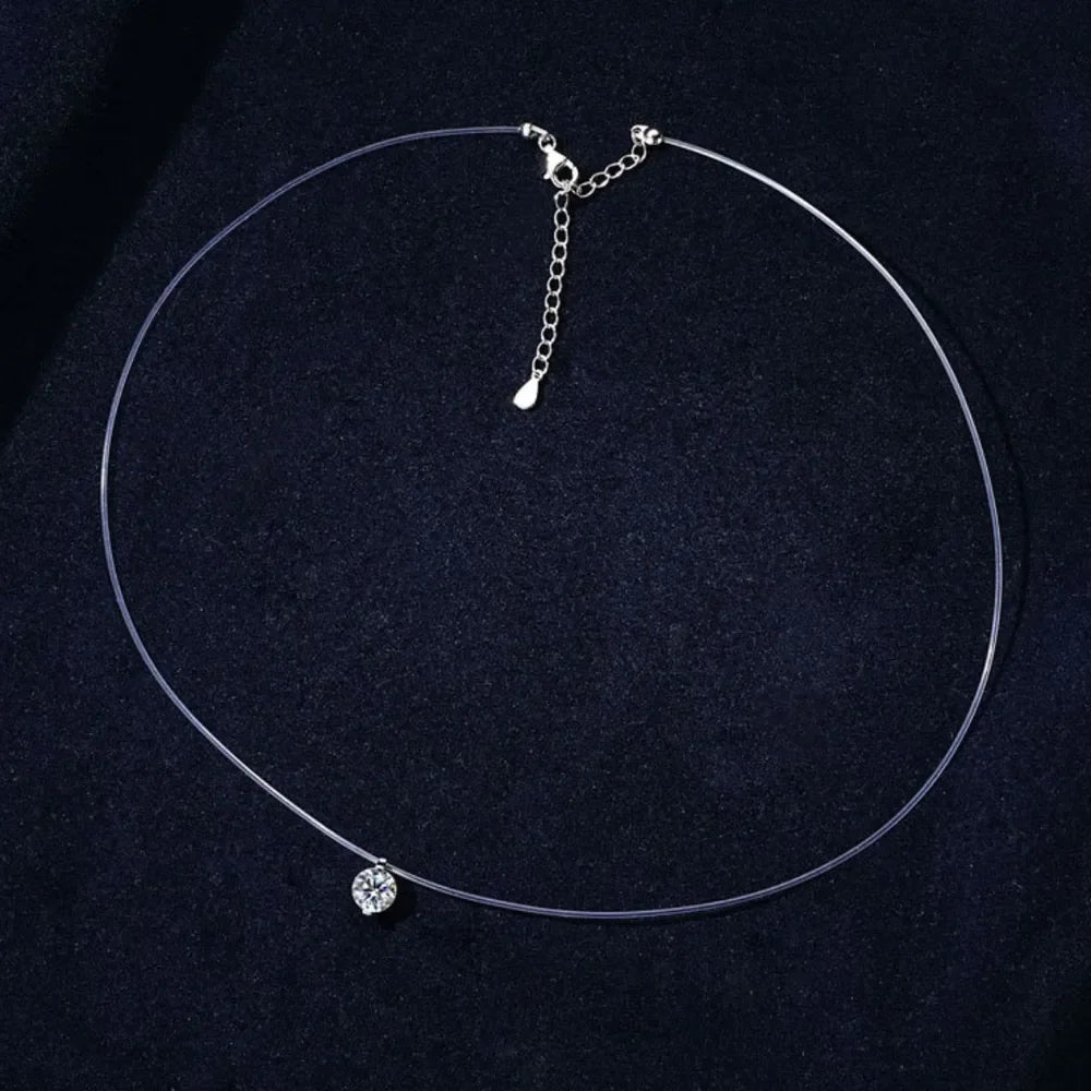 1 Carat Round Cut Moissanite Sterling Silver Necklace