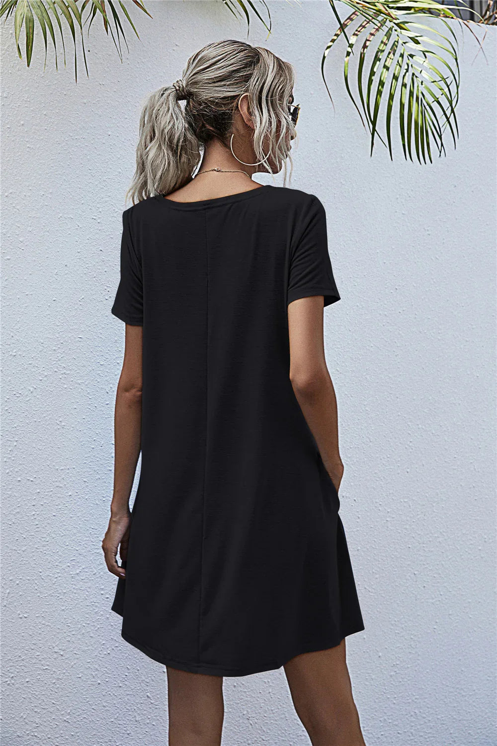 Round Neck Short Sleeve Mini Dress - Southern Shores Clothing