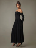Off Shoulder Long Sleeve Maxi Dress Coastal Style - Southern Shores Clothing