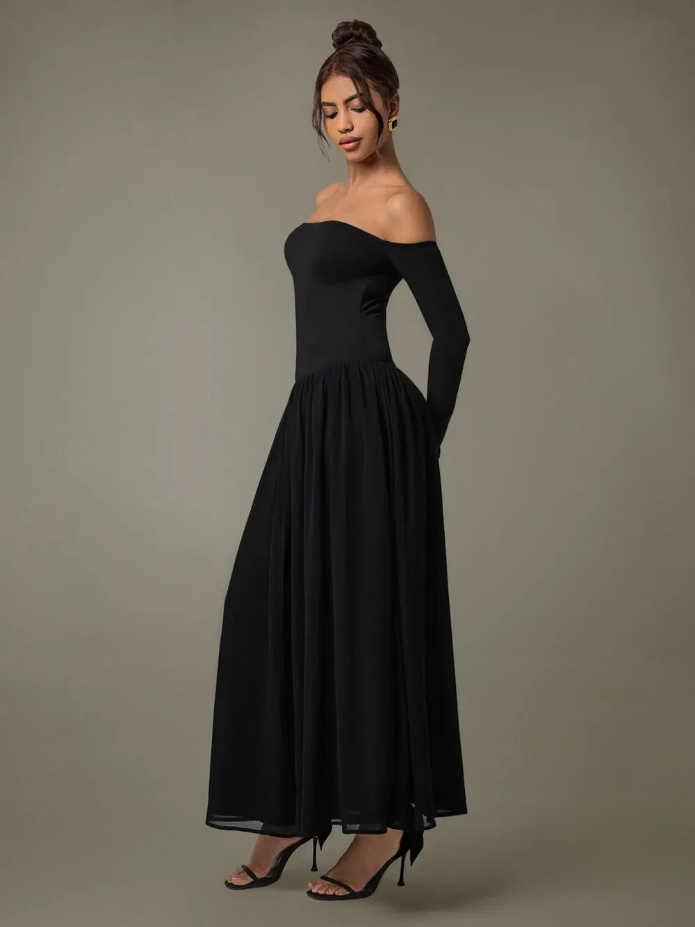 Off Shoulder Long Sleeve Maxi Dress Coastal Style - Southern Shores Clothing