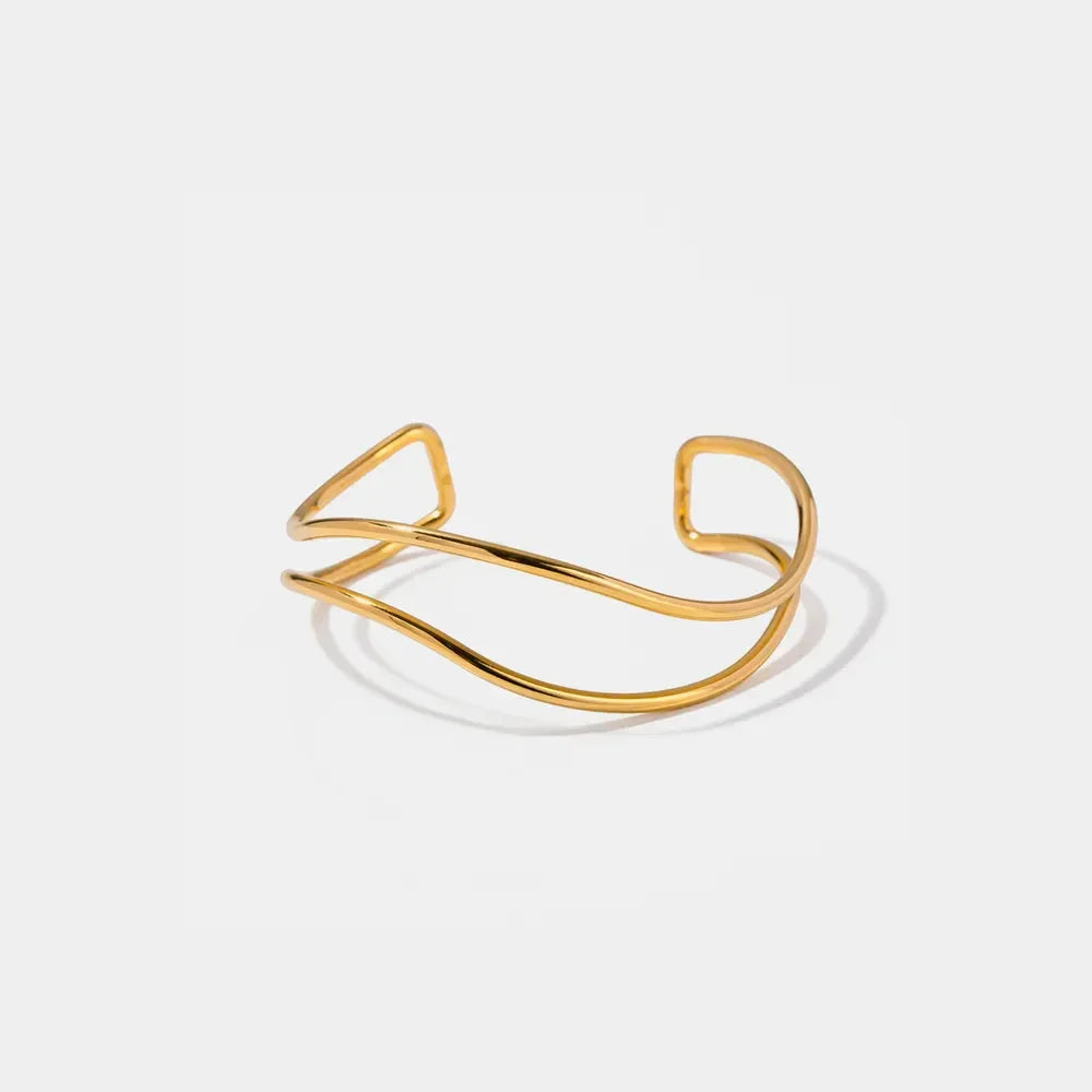 Minimalist 18K Gold Plated Stainless Steel Cuff Bracelet - Southern Shores Clothing