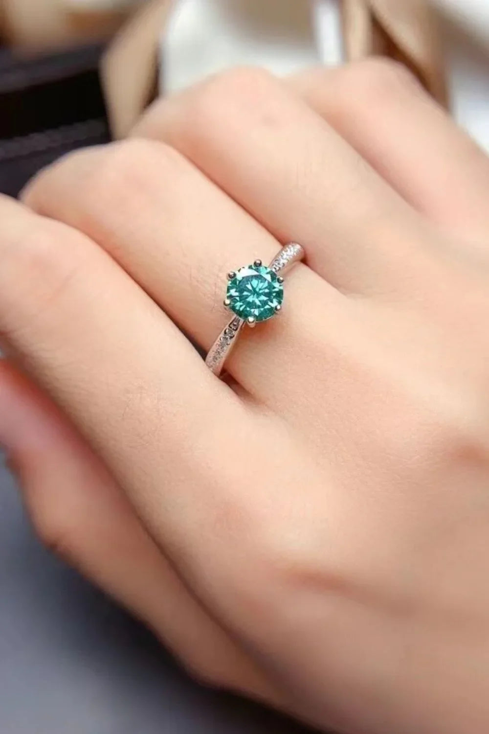 2 Carat Moissanite Sterling Silver Ring Platinum-Plated - Southern Shores Clothing