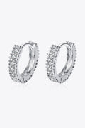 Sterling Silver Inlaid Moissanite Round Huggie Earrings - Southern Shores Clothing