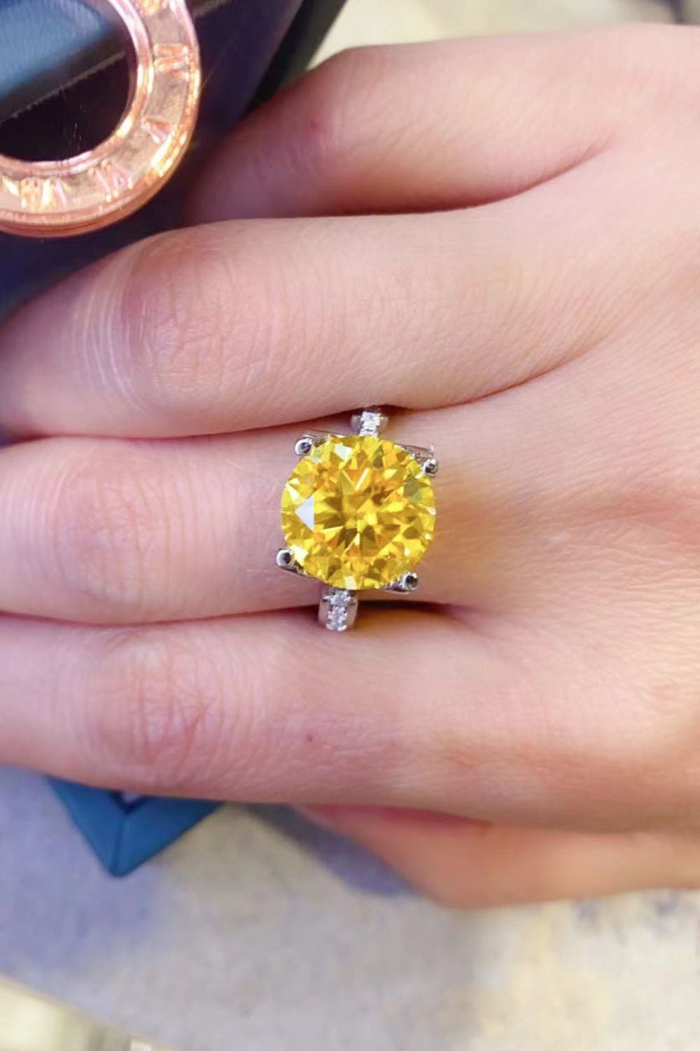 Southern Shores 5 Carat Moissanite Sterling Silver Ring in Banana Yellow