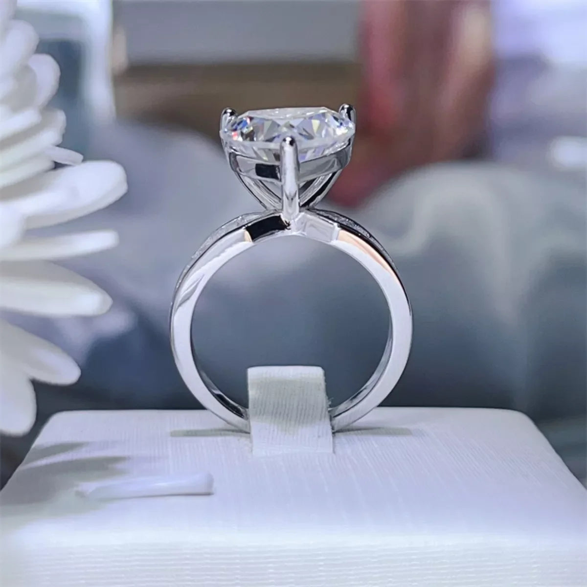 5 Carat Moissanite Heart Ring Platinum-Plated Sterling Silver - Southern Shores Clothing