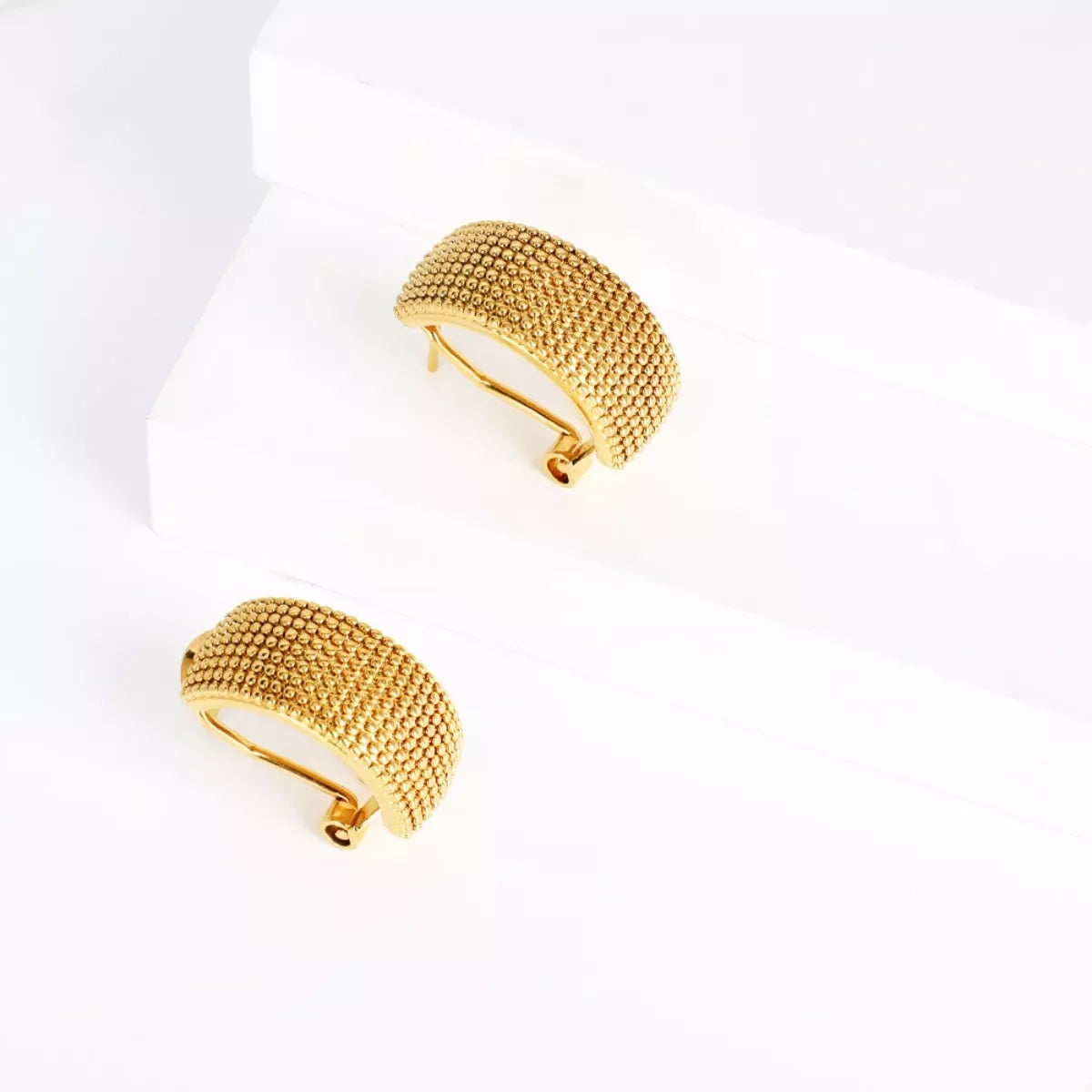 18K Gold-Plated Textured Wide Band Hoop Earrings - Southern Shores Clothing