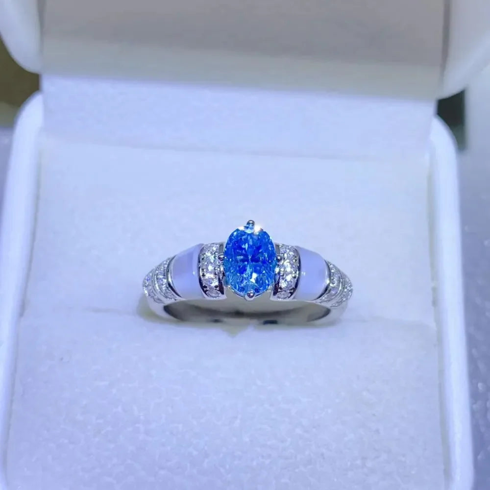 1 Carat Moissanite Sterling Silver Ring With Zircon Accents - Southern Shores Clothing